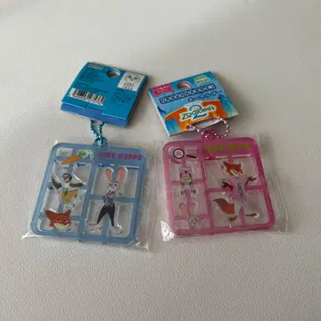 주토피아 플라스틱 모델풍 아크릴 키링 2개 세트