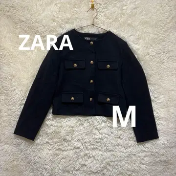 새상품급 ZARA 자라 플랩 크롭 자켓 골드 버튼 M 네이비