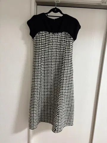 Ballsey 니트 콤비 트위드 프렌치 슬리브 원피스 9호