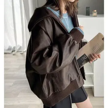 [Java 자바 콜라보] 리브 터틀 페이크 가죽 자켓