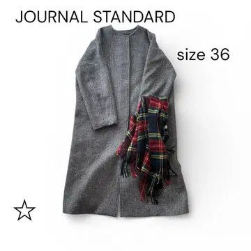 컨디션 최상 저널 스탠다드 울 100% 글렌체크 노카라 36