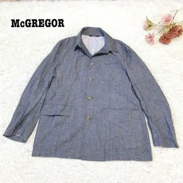 s.2214 [맥레거] 남성용 긴팔 셔츠 겉옷 린넨 혼방 그레이 L