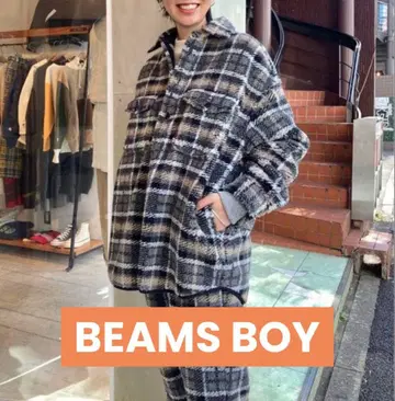 BEAMS BOY 빔즈 보이 체크 보아 CPO 블루종 자켓