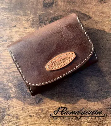 핸드메이드 천연 가죽 지폐를 접지 않는 컴팩트 지갑