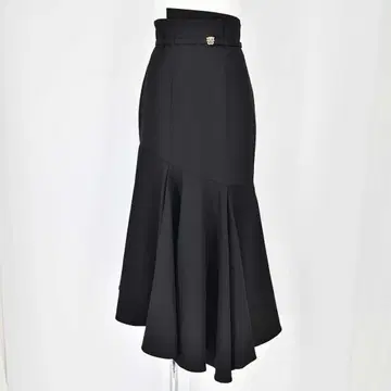 스나이델 벨티드 헴 플레어 스커트 머메이드 롱 스커트 1 블랙