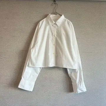 [새상품급] SLOBE IENA 크롭 레귤러 셔츠 코튼 화이트