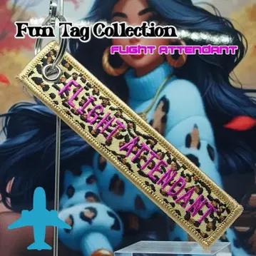 치타 프린트 플라이트 어텐던트 펀 태그