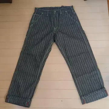 코지마 청바지 스트라이프 패턴 워크 팬츠 34