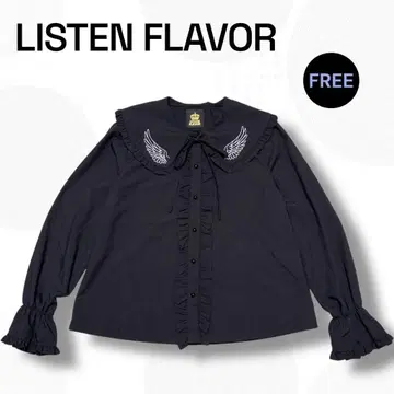 레어 archive LISTEN FLAVOR 프릴 옷깃 자수 피치 상의