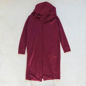ASHY ROVE 후드 부착 버건디 롱 코트 M