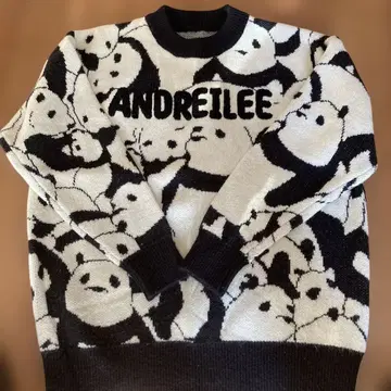 남성용 ANDREILEE 팬더 무늬 스웨터 L 사이즈