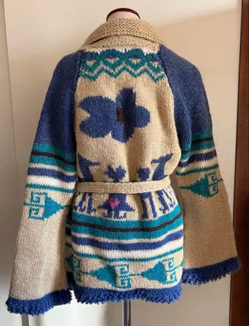 A.I.C. 코위찬 니트 가디건 가운 코트 블루 M 사이즈