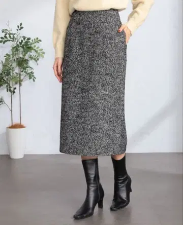 미사용 트위드 타이트 롱 스커트