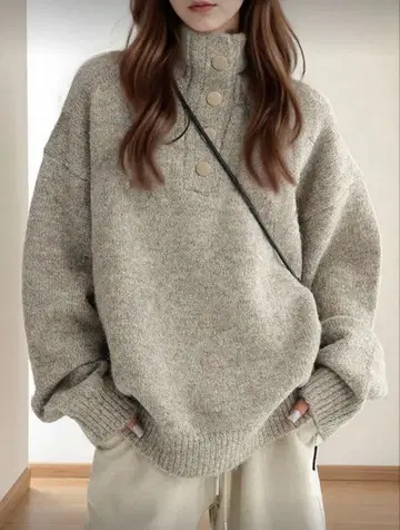 오버 사이즈 니트 스웨터 베이지