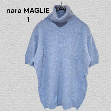 나라 마리에 반팔 니트 사이즈 1 스카이블루 나라 까미체 하이넥