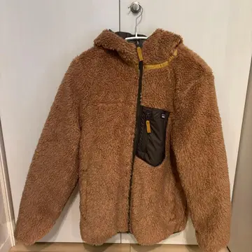 브라운 플리스 자켓 후드 부착