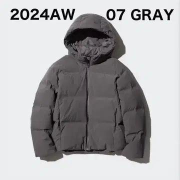 2024년판 유니클로 심리스 다운 후드티 다크 그레이 L 사이즈