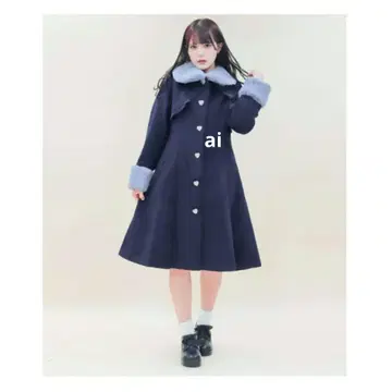 [새상품] 엑시즈팜 퍼 트리밍 롱 코트