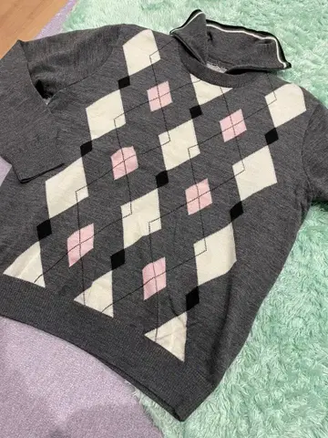 맨싱 사이즈 LL 아가일 니트 스웨터 (라이너 안감 부착)