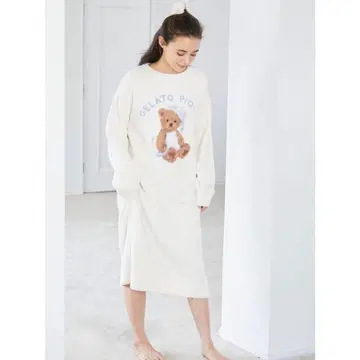 GOOD NIGHT BEAR 자카드 원피스 화이트