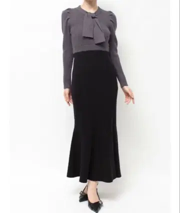 보타이 머메이드 니트 원피스