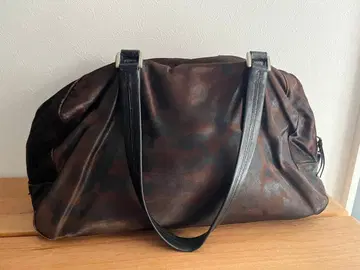 카모 패턴 가죽 보스턴 백