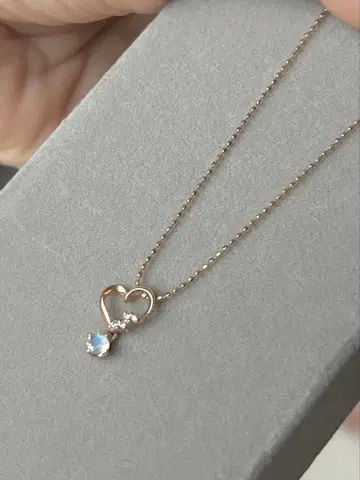 K10PG 로얄 블루문스톤 하트 목걸이