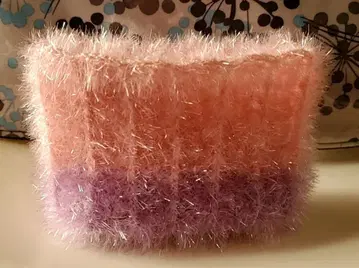 [ 손뜨개질의 반짝이는 파우치 ] 퍼플 x 핑크