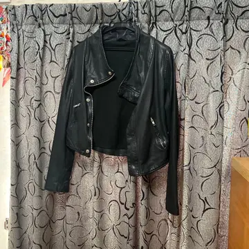 mystic 블랙 가죽 라이더 자켓