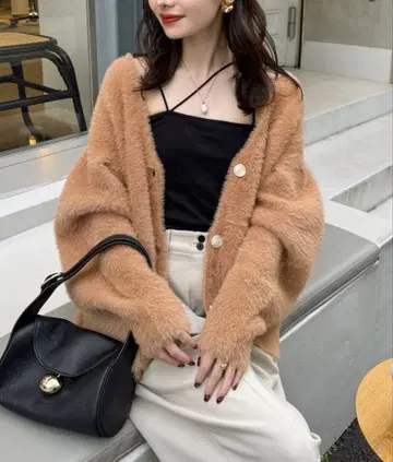 hinari 샤기 니트 가디건