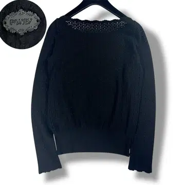 새상품급 고급 폭시 시스루 니트 로고 플레이트 M 블랙