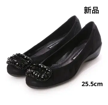 [ 미사용 ] 컴포지션9 펌프스 블랙 스웨이드 사각 버클 25.5cm