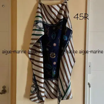 45R 실크 대형 스카프 보자기 마린 로프 패턴