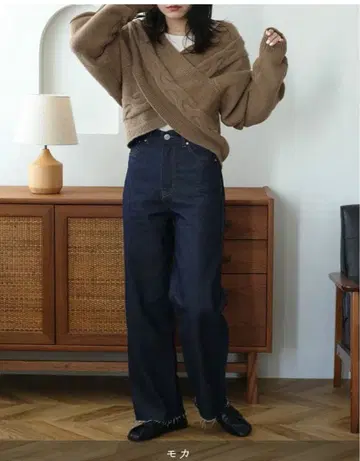 NOAHL 노알 케이블 짜임 크로스 니트 모카