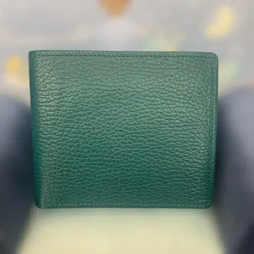 그린 가죽 이단 접이식 지갑