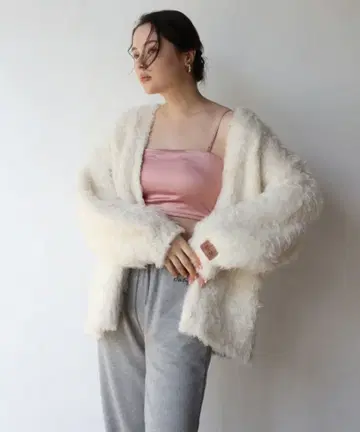 enc 테디베어 샤기 가디건