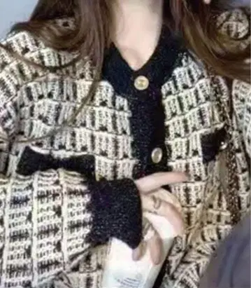 SPIGA 트위드 라이크 니트 가디건