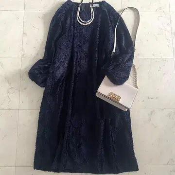 새상품급 네미카 복슬복슬 샤기 원피스 펄 리본 빅 사이즈 13+