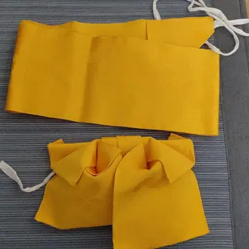 옐로우 컬러 츠쿠리 오비 여름 축제 귀여운 나비 패턴