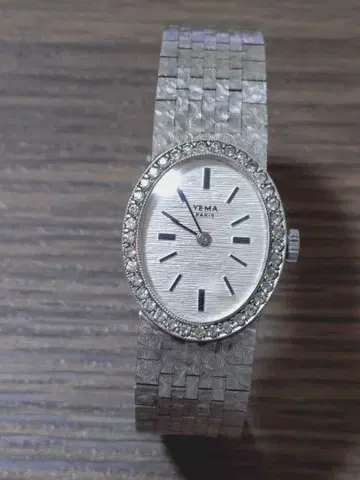 YEMA 수동 와인딩 시계 타원형 실버