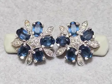 PANETTA 파네타 다크 블루 계열 스톤 플라워 귀찌 C2594