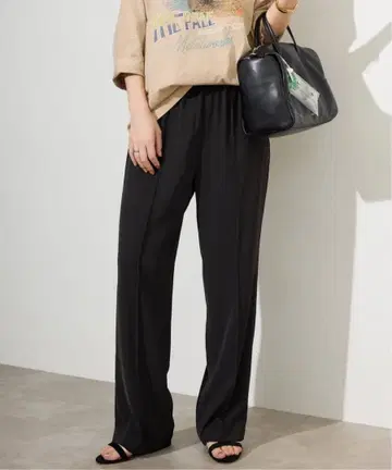 SLOBE IENA WEB 한정판/추가 핀턱 세미 플레어 팬츠 블랙 38