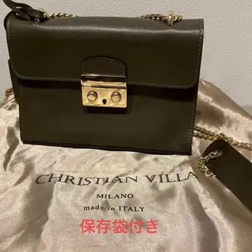 CHRISTIAN VILLA 올리브 그린 숄더백