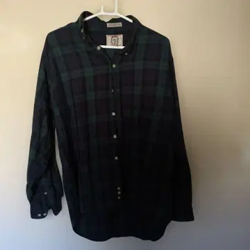 긴팔 플란넬 셔츠 다크 그린 네이비 체크