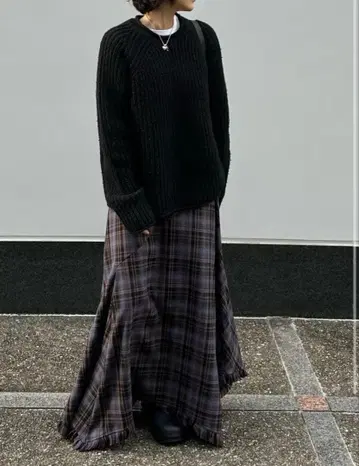 ok.soon / 타탄 체크 롱 스커트 / 새상품