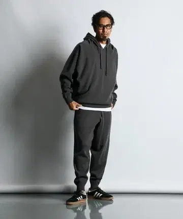 더퍼 셋업 밀라노 리브 니트 후드티 릴랙스 조거 팬츠