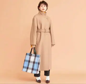 [ 새상품급 ] 뷰티앤유트 멜톤 스탠드 카라 벨트 코트