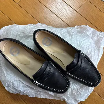 여성용 로퍼 천연 가죽 블랙 24.5cm