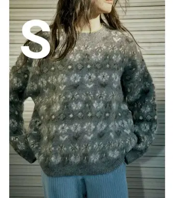 ZARA 기모 자카드 니트 스웨터 그레이 S 완판템