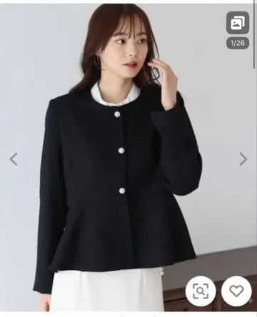 블루이스트 자켓 노카라 페플럼 트위드 자켓 입학식